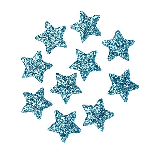 Glitter star turquoise 2.5cm 100pcs