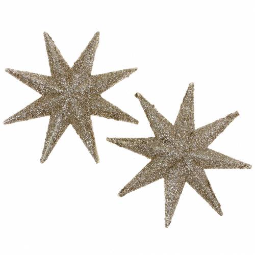 deco star Glitter Champagne 10cm 12pcs