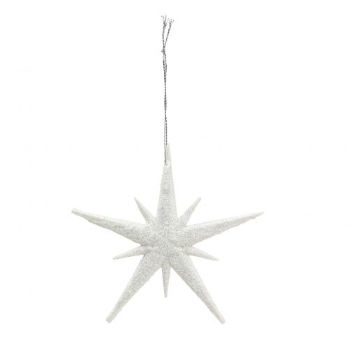 Floristik24 Glitter Star for Hanging White 13cm 12 pcs