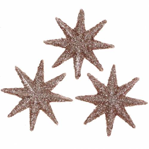 Floristik24 Star glitter rose gold 5cm 20pcs