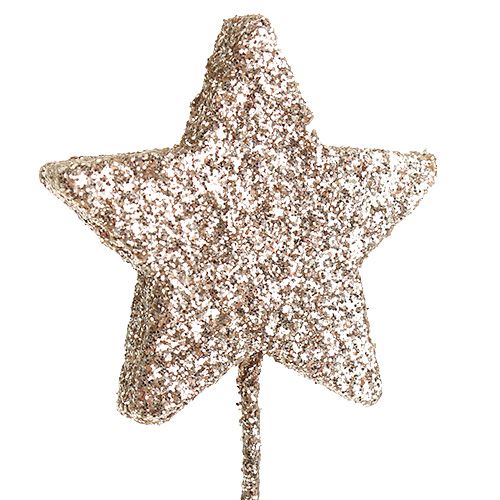 Product Glitter star on wire 4cm L23cm light gold