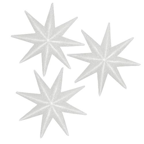 Glitter star white 10cm 12pcs