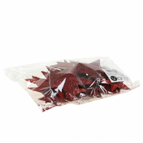 Product Glitter star red mix 9.5/5cm 18 pcs