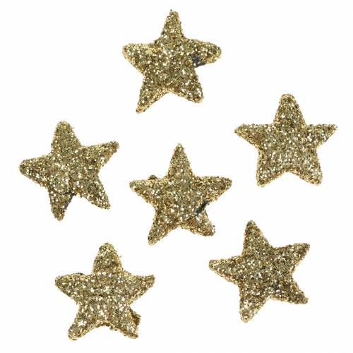 Floristik24 Stars glitter gold 1.5cm 144pcs