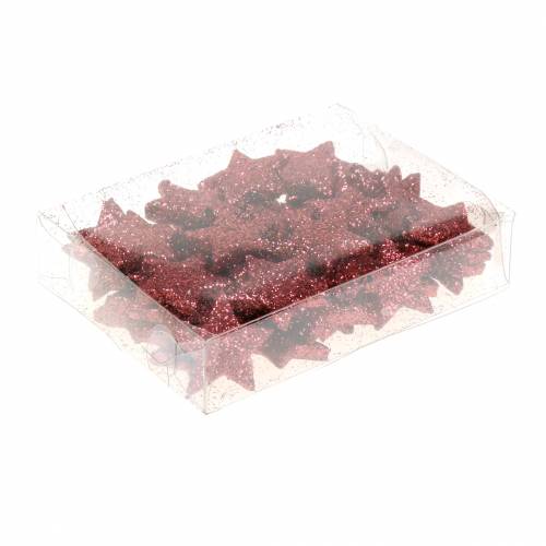 Floristik24 Glitter stars for scattering coral 2.5cm 48 pcs