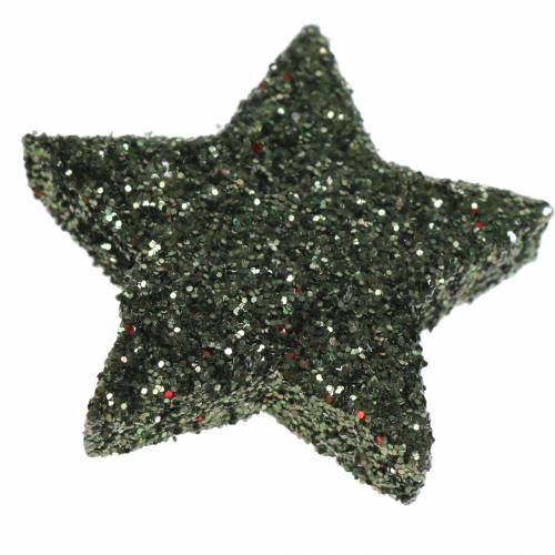 Floristik24 Star Glitter Green 2.5cm 48 pcs