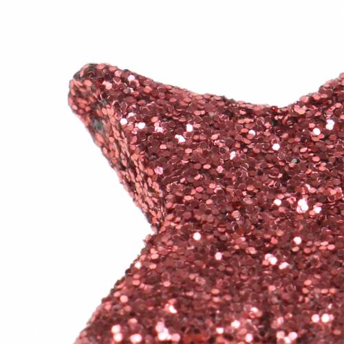 Floristik24 Glitter stars for scattering coral 2.5cm 48 pcs
