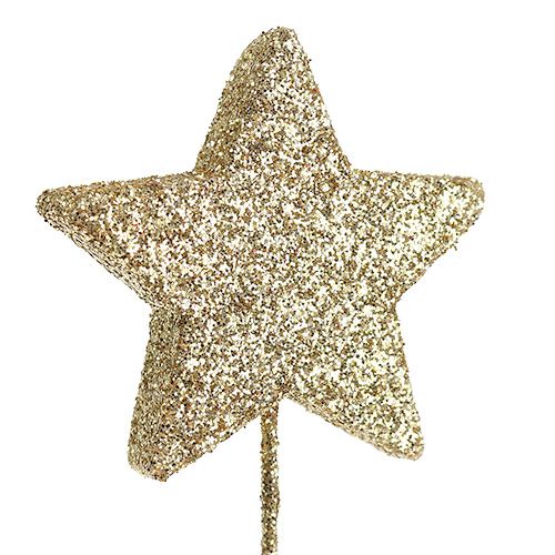 Product Glitter stars on wire 5cm gold L23cm 48pcs