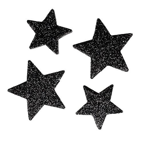 Glitter Stars Black 4-5cm 40pcs | Floristik24.co.uk