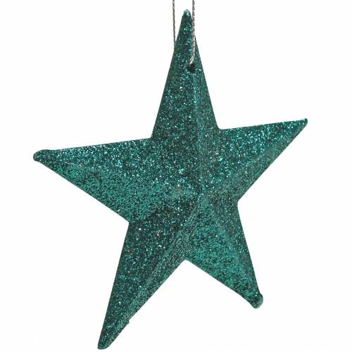 Product Glitter star set decorative hangers and scatter decoration emerald, light green 9cm/5cm 18 pcs