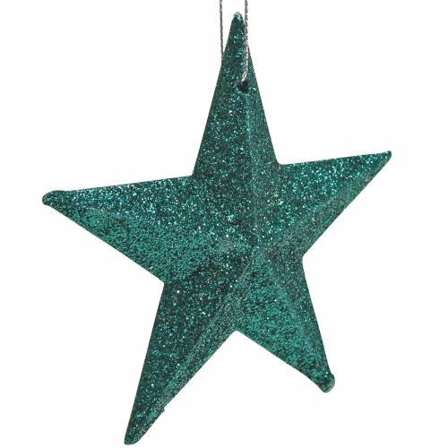 Product Glitter star set deco hanger and scatter decoration emerald, light green 9cm/5cm 18 pieces