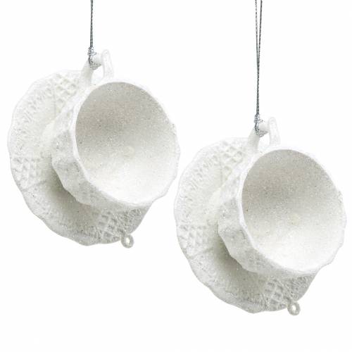 Floristik24 Christmas tree decorations cup white glitter 8cm 12pcs