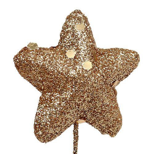 Floristik24 Mica star on the wire Gold 3,5cm 12pcs