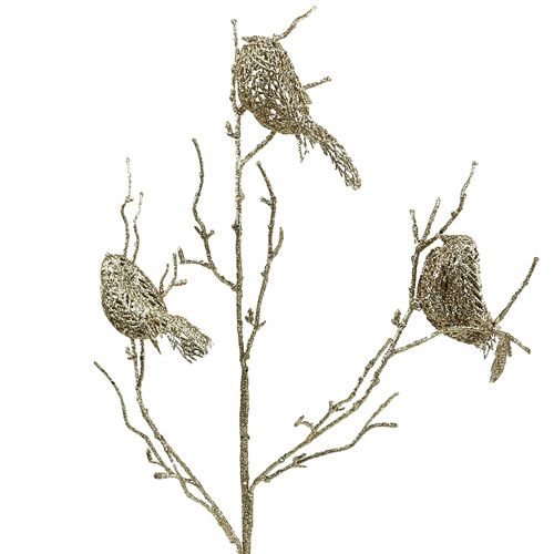 Floristik24 Glitter branch with birds 75cm gold