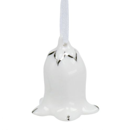 Floristik24 Bell flower shape 5cm - 5.5cm white, silver 4pcs