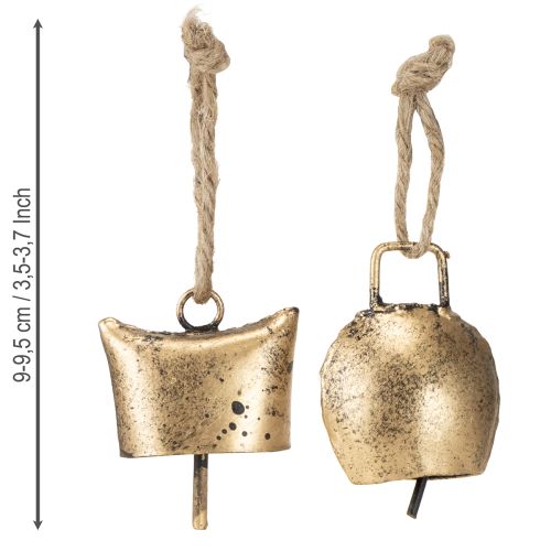 Product Bells Christmas tree decorations metal vintage gold 5 cm 8 pieces