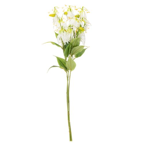 Artificial Gloriosa Flower White and Yellow Decorative Stem 80cm Set of 3 | Floristik24.co.uk