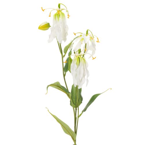 Artificial Gloriosa Flower White and Yellow Decorative Stem 80cm Set of 3 | Floristik24.co.uk