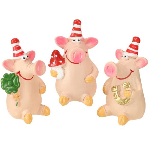 Lucky Pig Decoration Pig with Lucky Charms 5cm 6pcs