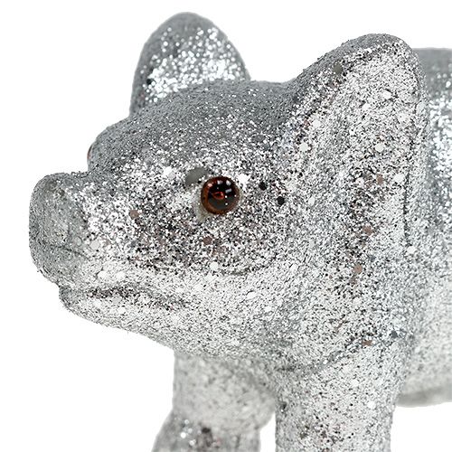 Product Lucky pig 13cm silver with mica 4pcs