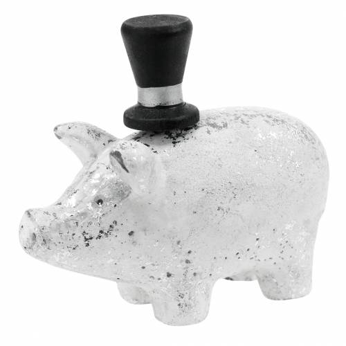 Floristik24 Lucky pig with cylinder silver 6.5 × 8cm 6pcs