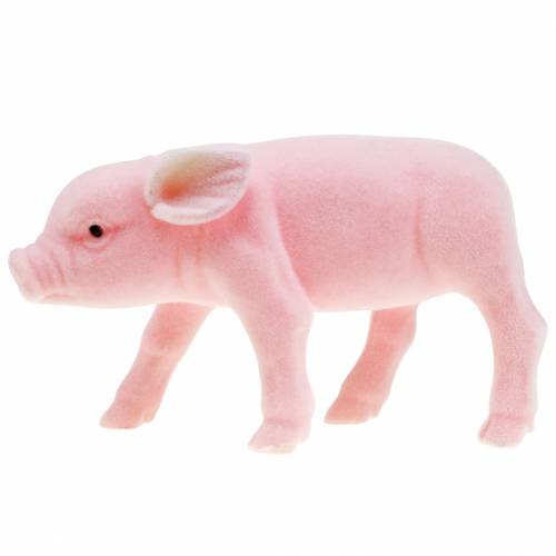 Lucky pig pink flocked 20cm 3pcs
