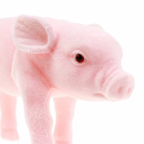 Lucky pig pink flocked 20cm 3pcs