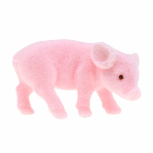 Floristik24 Lucky pig pink flocked 9cm 6pcs