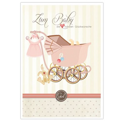 Floristik24 Greeting card to the birth for girls 5pcs