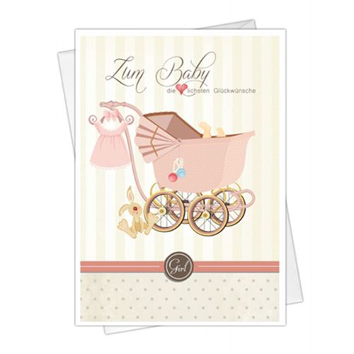 Floristik24 Greeting card to the birth for girls 5pcs