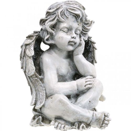 Floristik24 Grave Angel Grey Grave Figure Grave Decoration 24cm