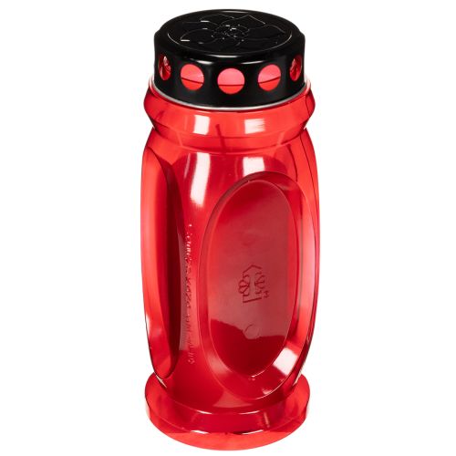 Grave candle red, lid black, memorial candle 4 days 23cm buy online | Floristik24.co.uk