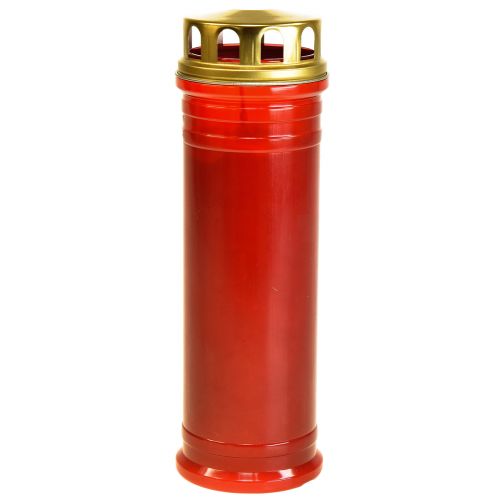 Grave candle red plastic 5 days Ø7.5cm H23cm