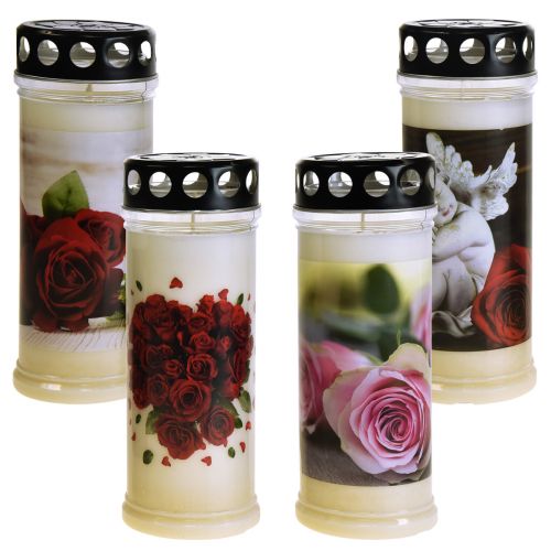 Floristik24 Grave candles oil light mourning candles motif Ø7.5cm H20.5cm 6 pieces