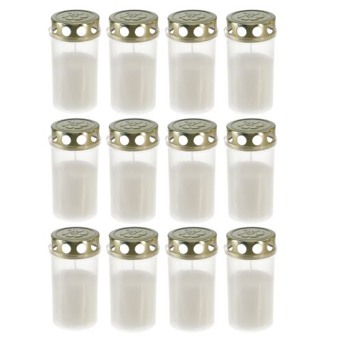 Product Grave candles white gold Ø5.5cm H11.5cm 24 hours 12 pcs