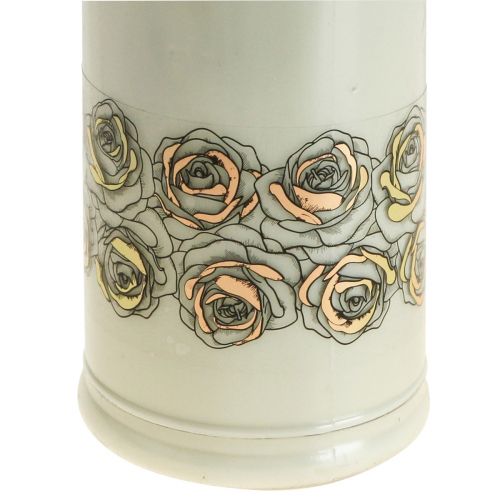 Product Grave candles white roses mourning light commemorative light Ø7cm H18cm 130h 2pcs