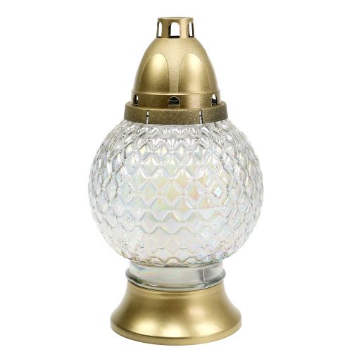 Floristik24 Grave light sphere 28h Ø13cm H24,5cm gold