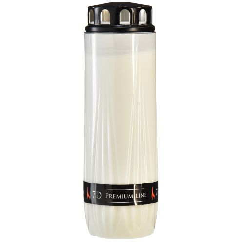 Floristik24 Grave candle white lid black burning time 7 days H24cm