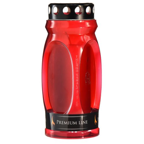 Floristik24 Grave candle red lid black memorial candle 4 days H22.5cm