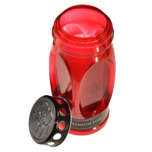 Floristik24 Grave candle red lid black memorial candle 4 days H22.5cm