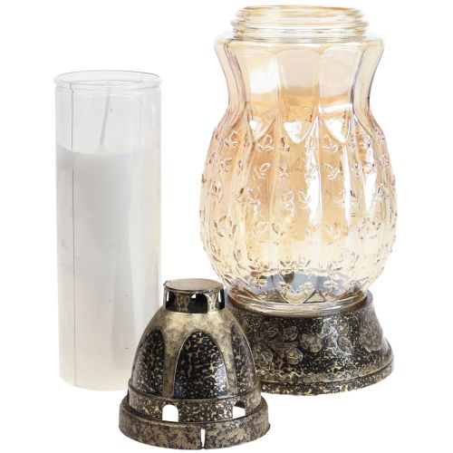 Product Grave light glass tendrils roses H26cm Ø12cm tinted gold 24–30h