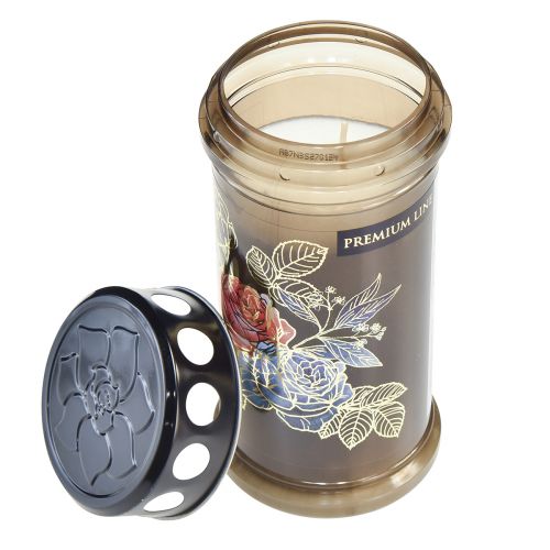 Product Grave Candles Motif Candles Flowers Ø7.5cmH16.5cm 3 Days 3 Pcs