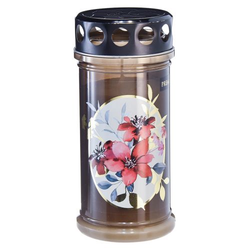 Product Grave Candles Motif Candles Flowers Ø7.5cmH16.5cm 3 Days 3 Pcs