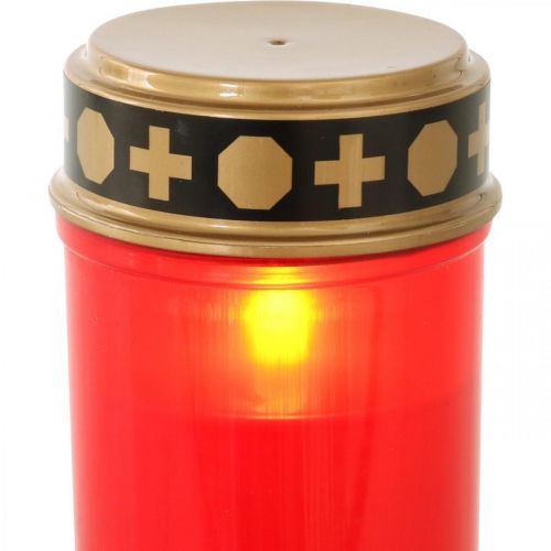 Product LED grave light red battery operated timer Ø6.5cm H12.5cm