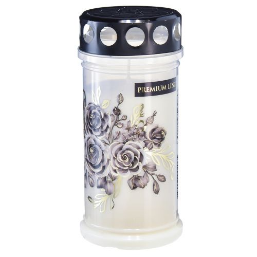 Floristik24 Grave candles white motif candles flowers Ø7.5cm H16.5cm 3pcs