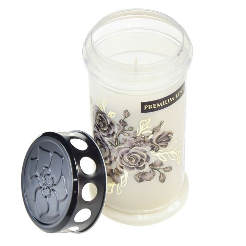 Floristik24 Grave candles white motif candles flowers Ø7.5cm H16.5cm 3pcs
