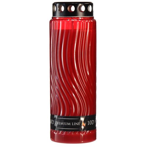 Floristik24 Grave candle lid motif flower red black 10 days H27cm