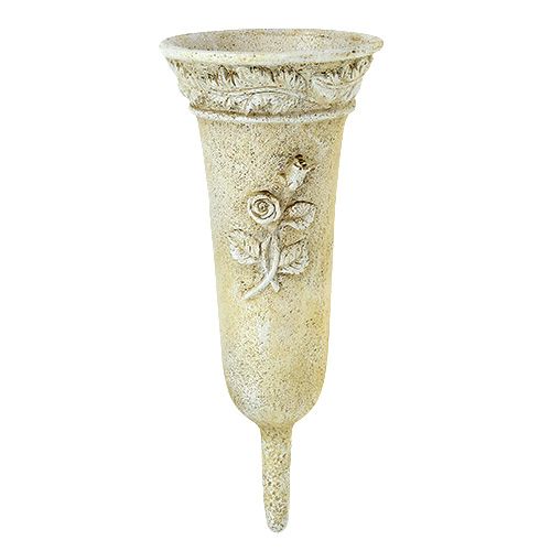 Floristik24 Grave vase cream with rose motif L35cm 1p
