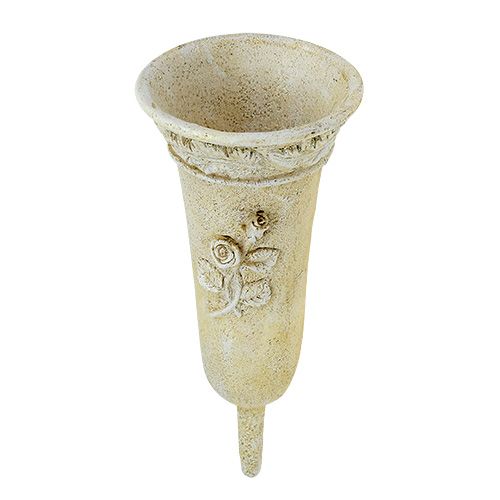 Floristik24 Grave vase cream with rose motif L35cm 1p