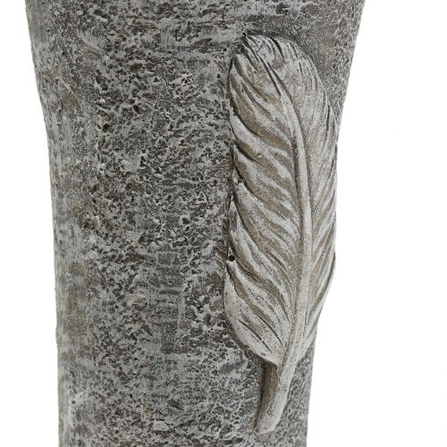 Product Grave vase with feather gray 25.5cm 2pcs